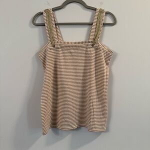 Women’s Soft Surroundings Tan and White Sleeveless Tank Top size XS